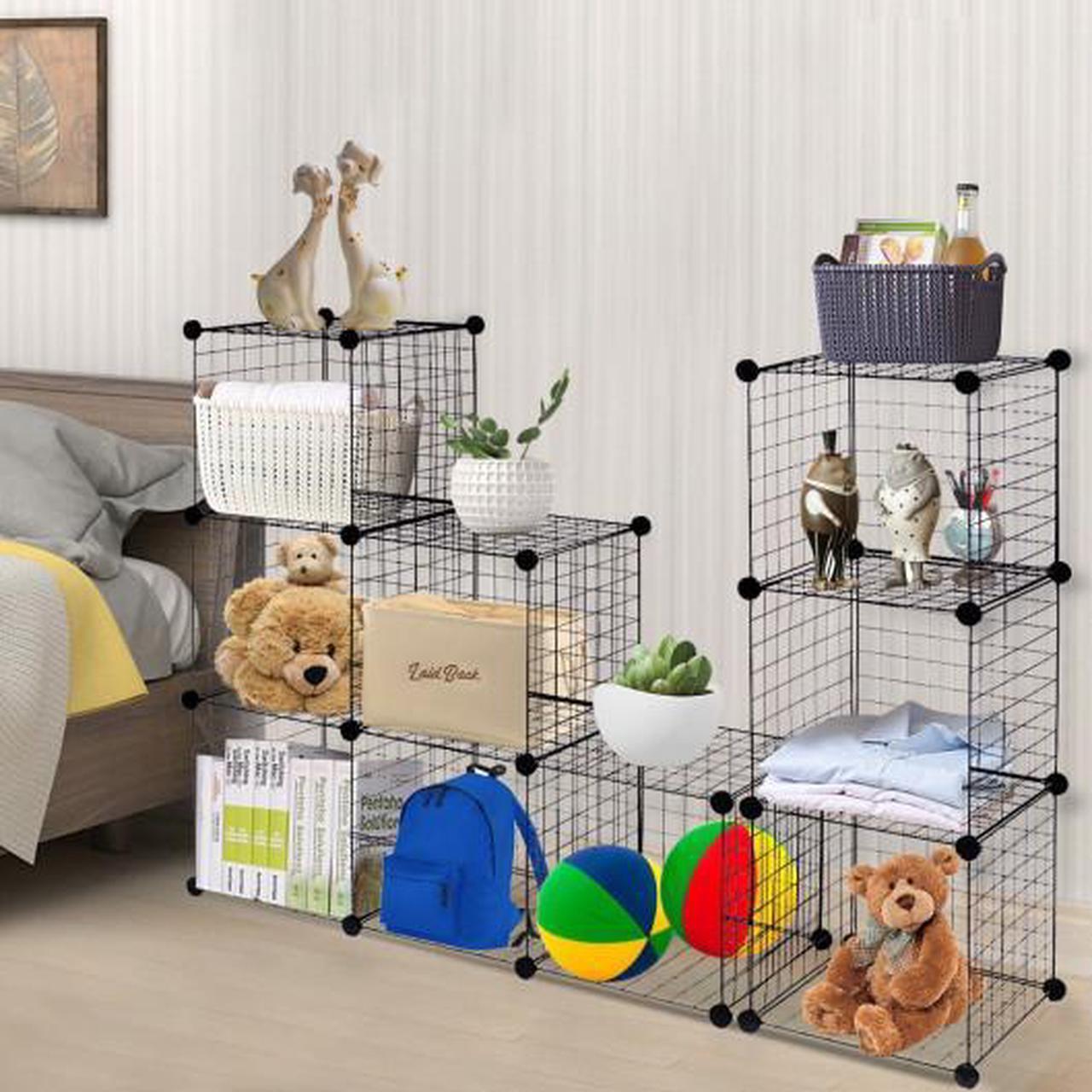Alt view image 3 of 3 - SlickBlue DIY 12-Cube Metal Grid Wire Storage Cubes For Storage