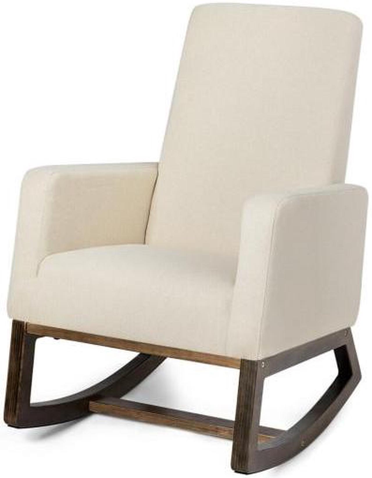Main image of SlickBlue Mid Century Rocking Chair Retro Modern Fabric Upholstered Relax Rocker-Beige