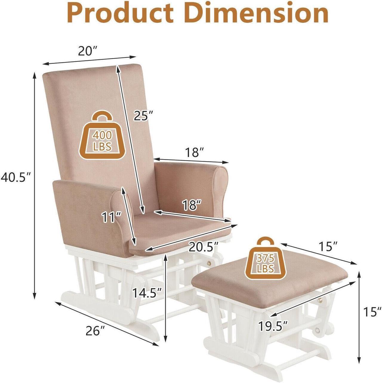 Alt view image 5 of 7 - SlickBlue Baby Nursery Relax Rocker Rocking Chair Glider and Ottoman Cushion Set