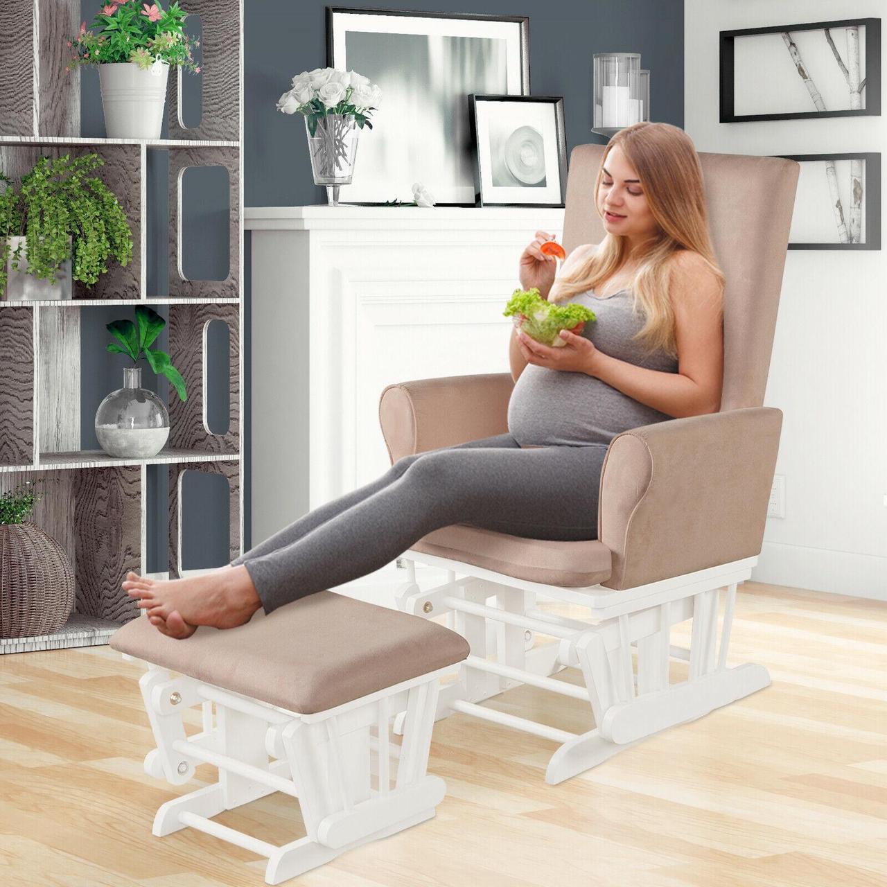 Alt view image 2 of 7 - SlickBlue Baby Nursery Relax Rocker Rocking Chair Glider and Ottoman Cushion Set