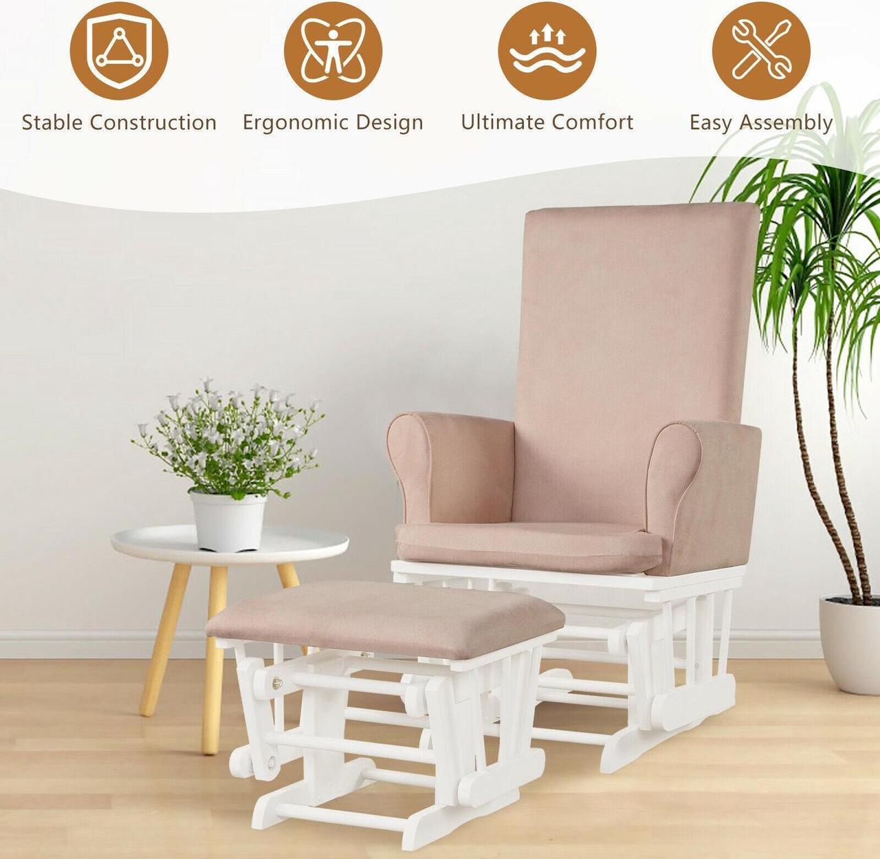 Alt view image 4 of 7 - SlickBlue Baby Nursery Relax Rocker Rocking Chair Glider and Ottoman Cushion Set