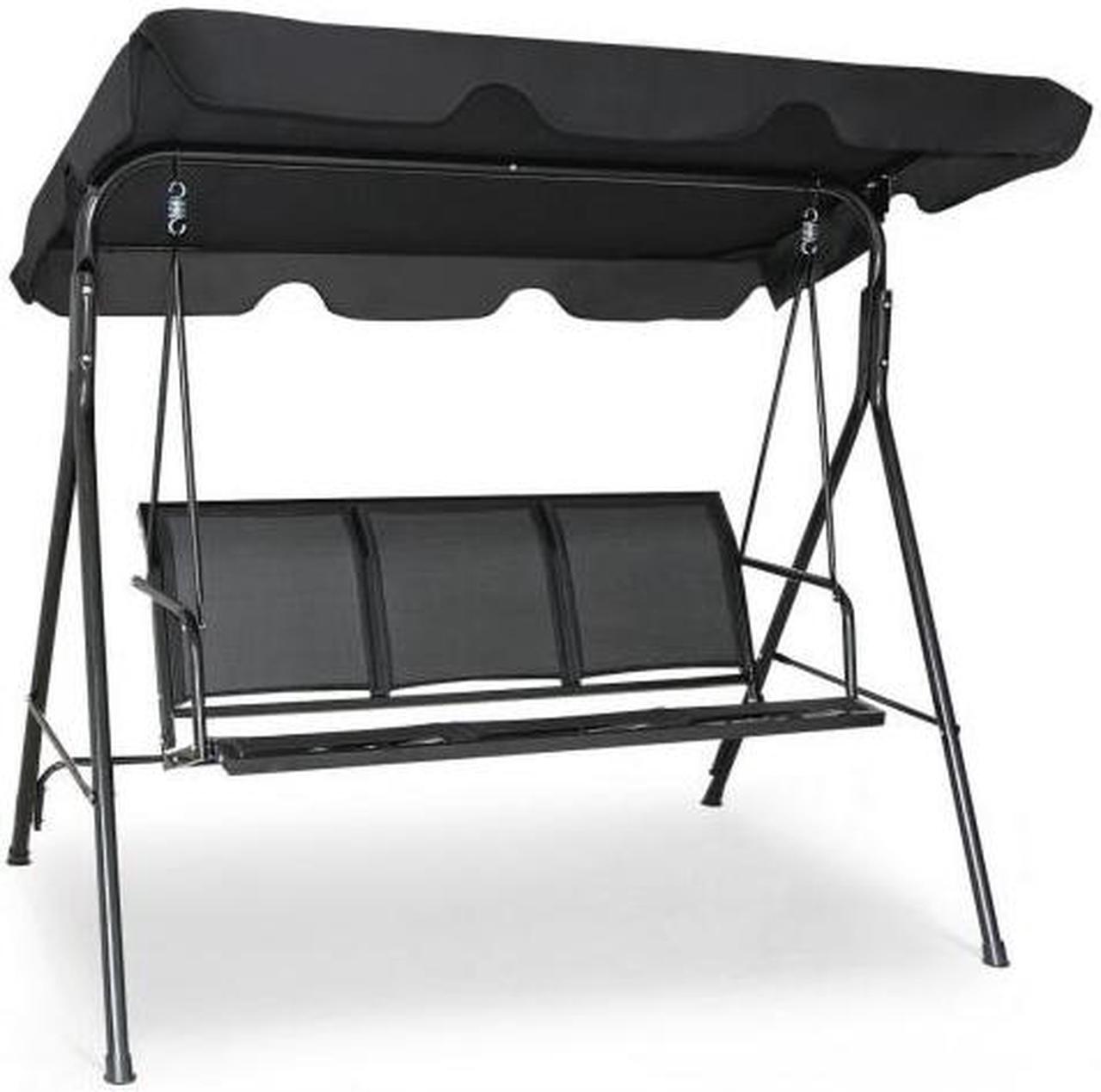 Main image of SlickBlue Outdoor Patio Swing Canopy 3 Person Canopy Swing Chair-Black