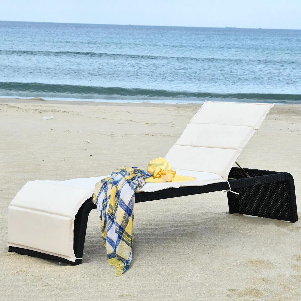 Alt view image 7 of 7 - SlickBlue Patio Rattan Lounge Chair Back Adjustable Chaise Recliner  with Cushioned