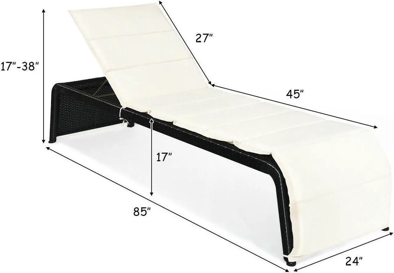 Alt view image 4 of 7 - SlickBlue Patio Rattan Lounge Chair Back Adjustable Chaise Recliner  with Cushioned