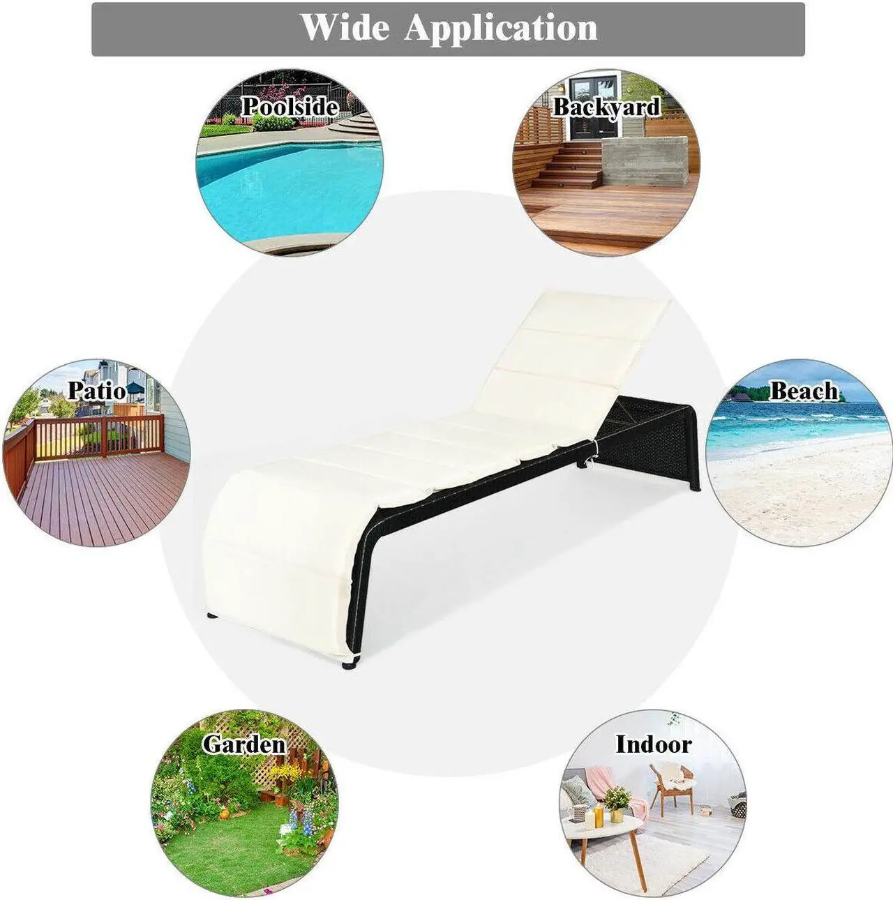 Alt view image 5 of 7 - SlickBlue Patio Rattan Lounge Chair Back Adjustable Chaise Recliner  with Cushioned