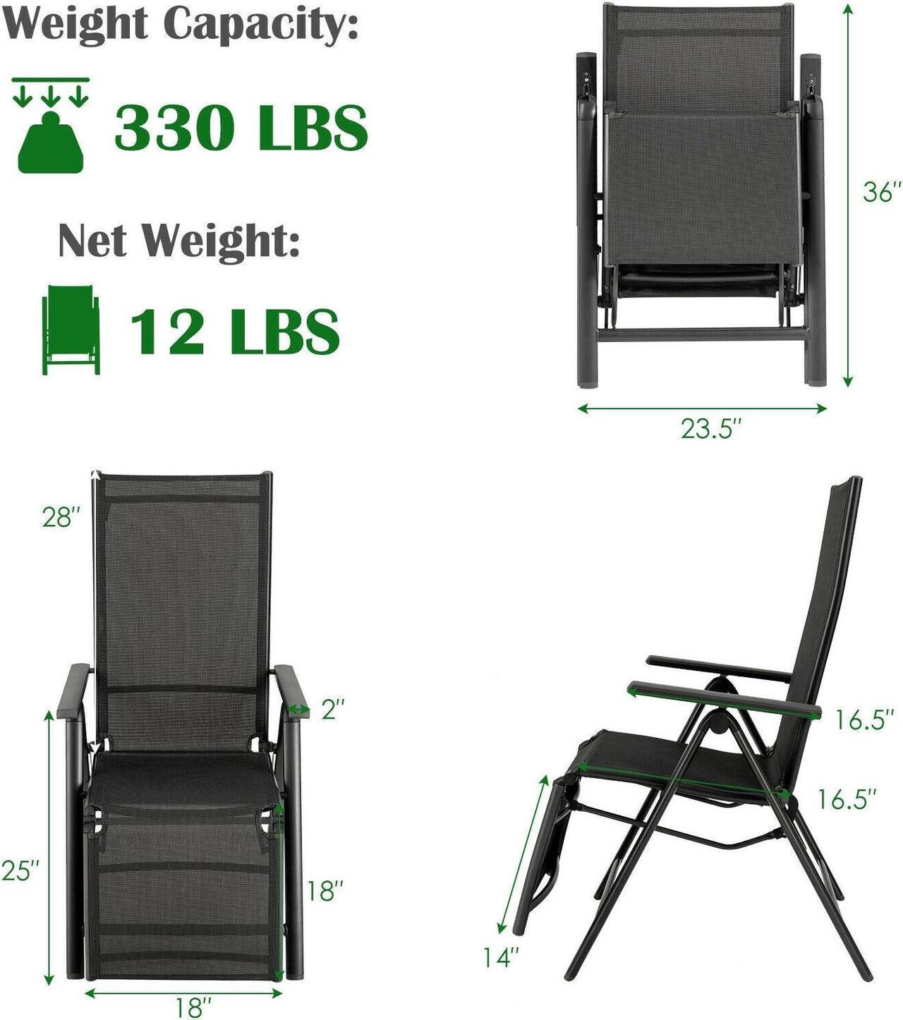 Alt view image 5 of 7 - SlickBlue Outdoor Folding Lounge Chair with 7 Adjustable Backrest and Footrest Positions-Gray
