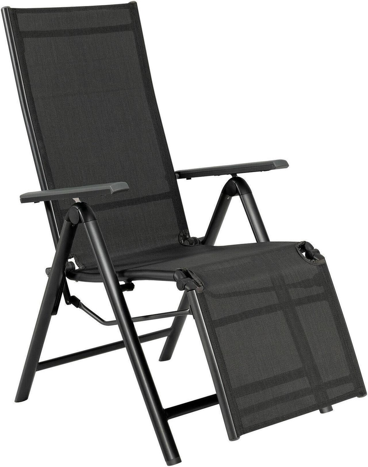 Main image of SlickBlue Outdoor Folding Lounge Chair with 7 Adjustable Backrest and Footrest Positions-Gray