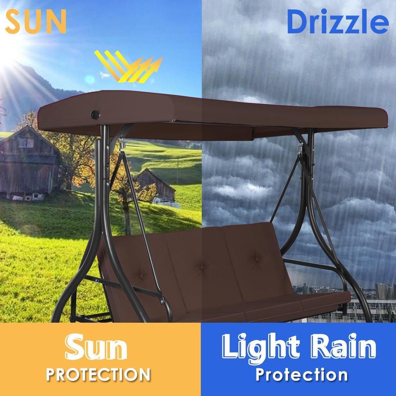 Alt view image 3 of 6 - SlickBlue 3 Seats Converting Outdoor Swing Canopy Hammock with Adjustable Tilt Canopy