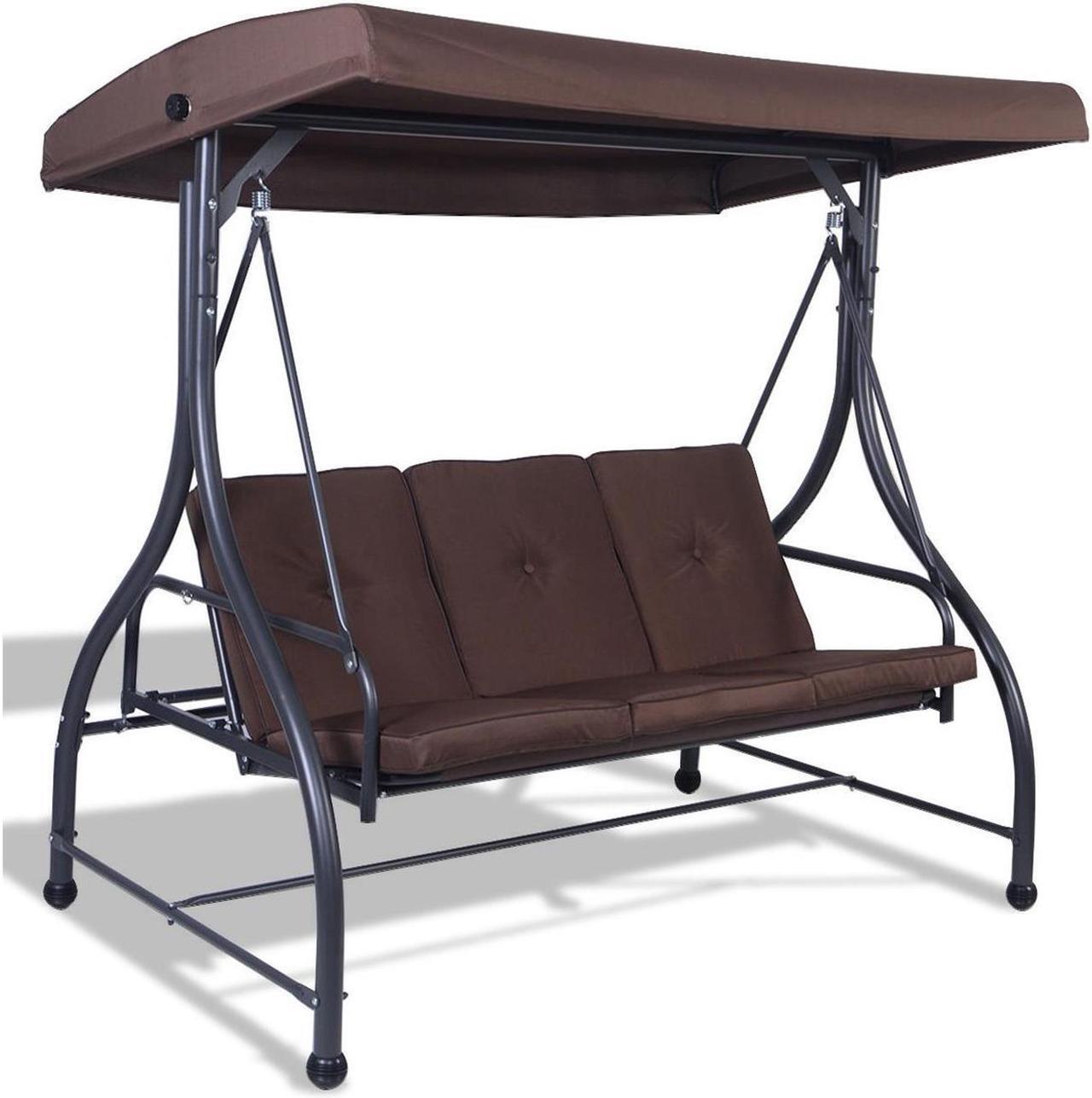 Main image of SlickBlue 3 Seats Converting Outdoor Swing Canopy Hammock with Adjustable Tilt Canopy
