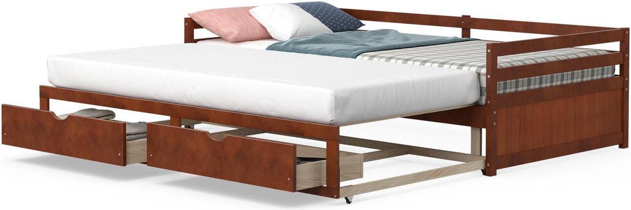 Alt view image 2 of 7 - SlickBlue Dual-use Extendable Twin to King Daybed with Trundle and 2 Storage Drawers