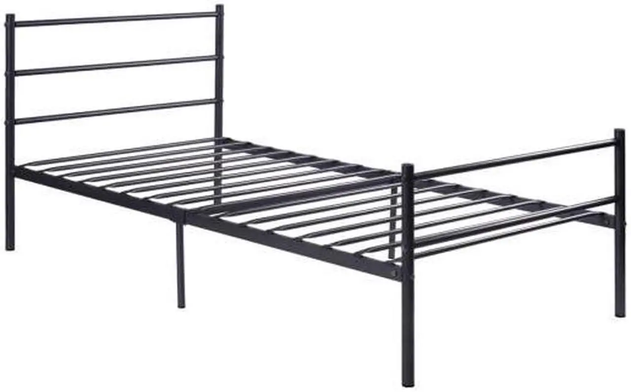 SlickBlue 77.5" x 39.9" x 35.0" Twin Size Metal Bed Frame 6 LegsBlack