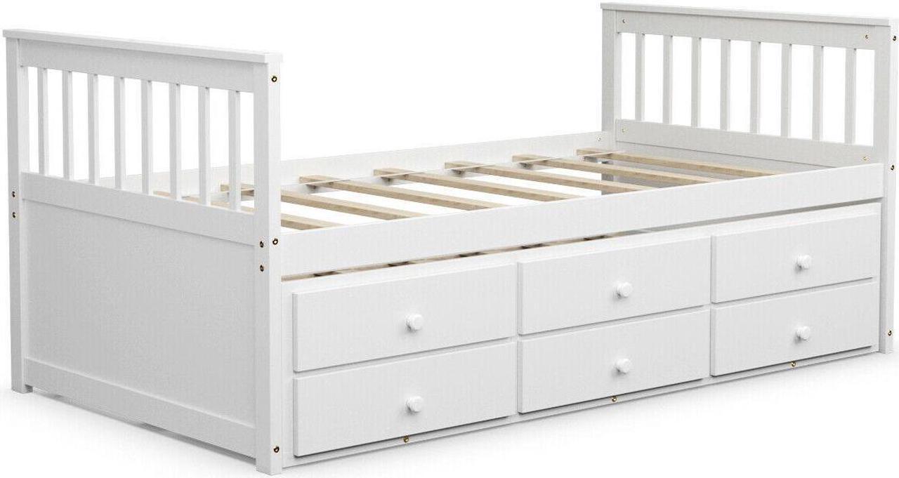 Main image of SlickBlue Twin Captains Bed with Trundle and 3 Storage Drawers