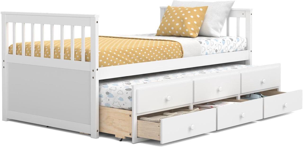 Alt view image 7 of 7 - SlickBlue Twin Captains Bed with Trundle and 3 Storage Drawers