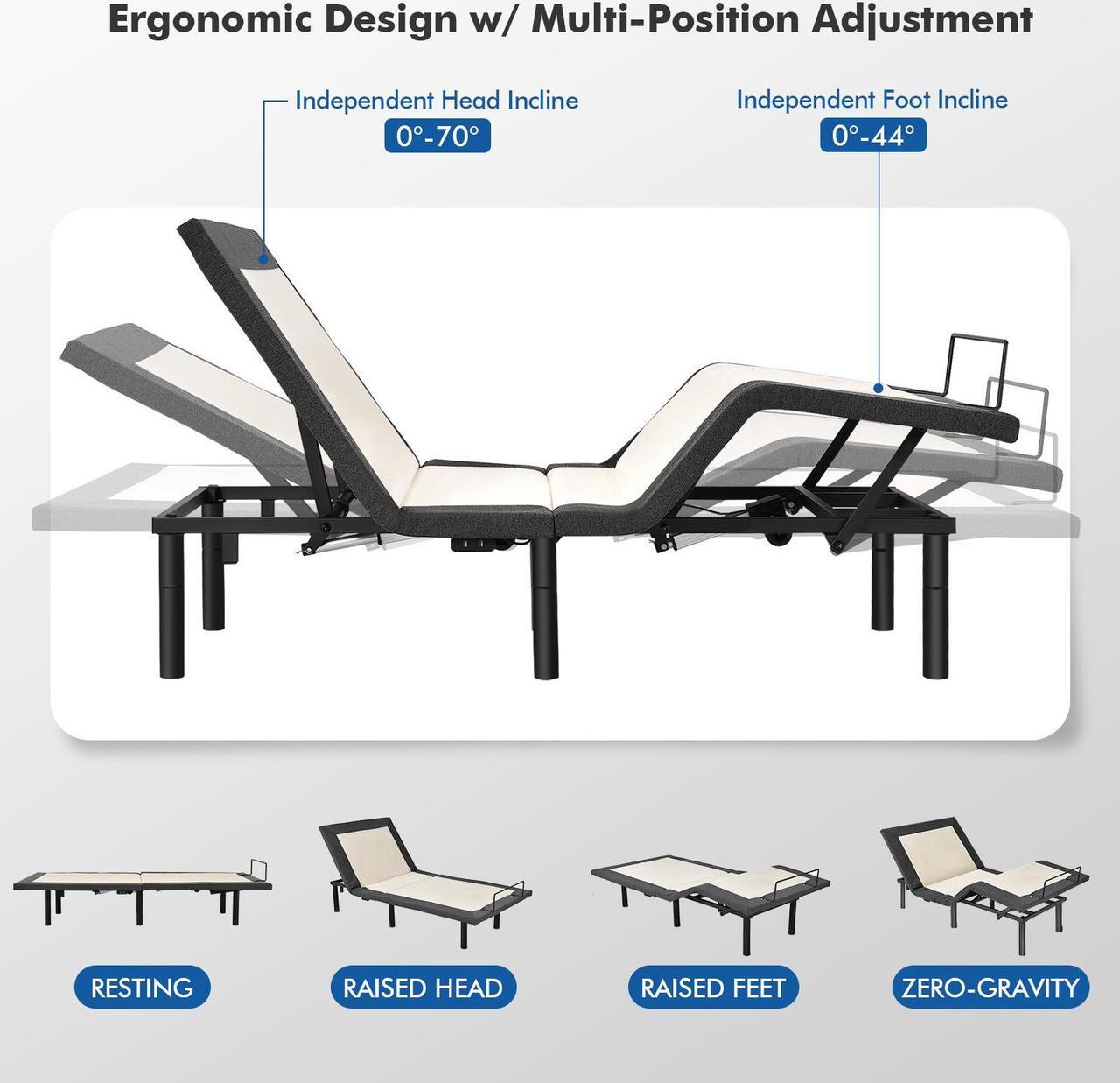 Alt view image 7 of 7 - SlickBlue Twin/Queen Size Adjustable Bed Base Electric Bed Frame with Massage Modes