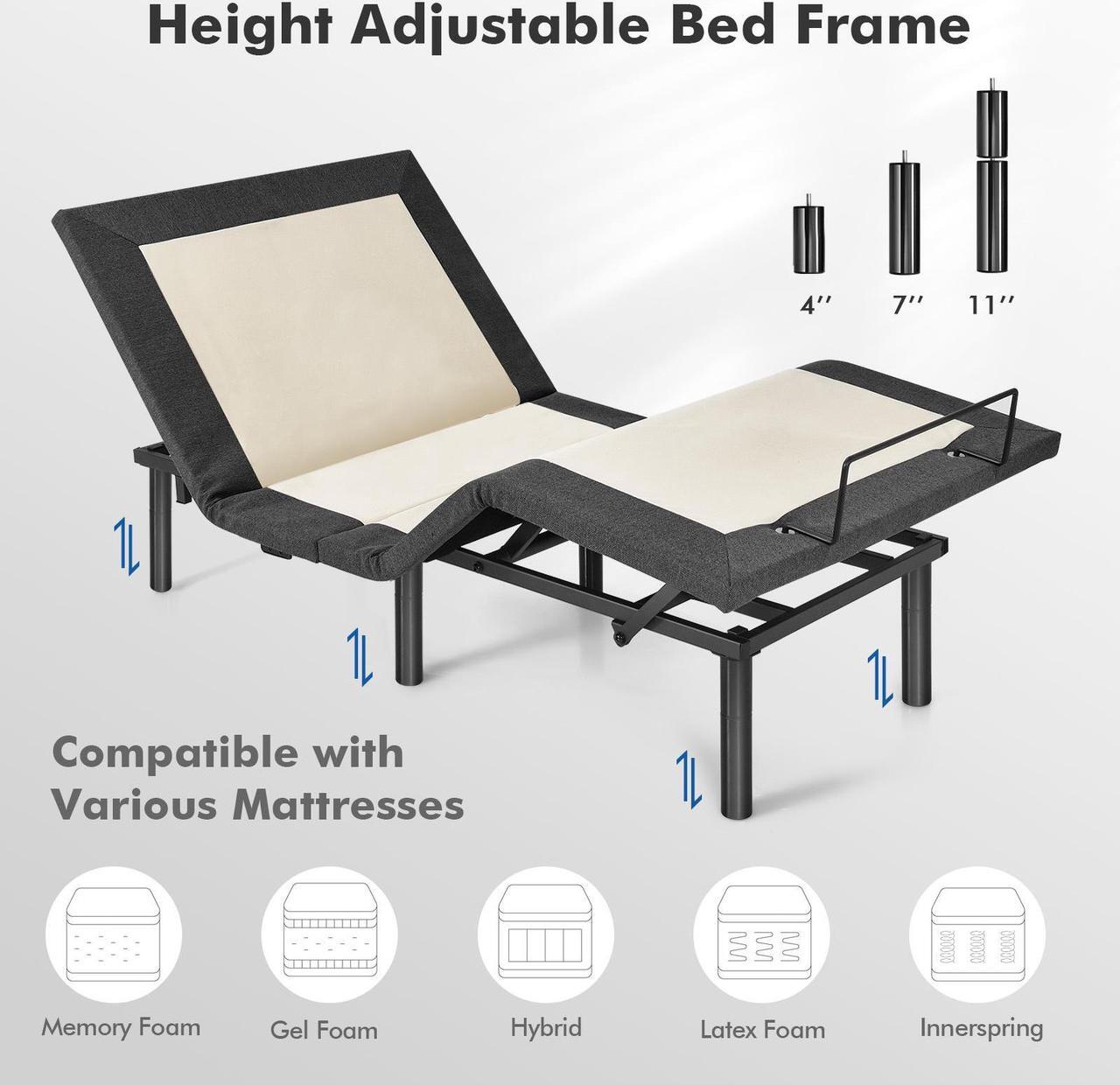 Alt view image 6 of 7 - SlickBlue Twin/Queen Size Adjustable Bed Base Electric Bed Frame with Massage Modes