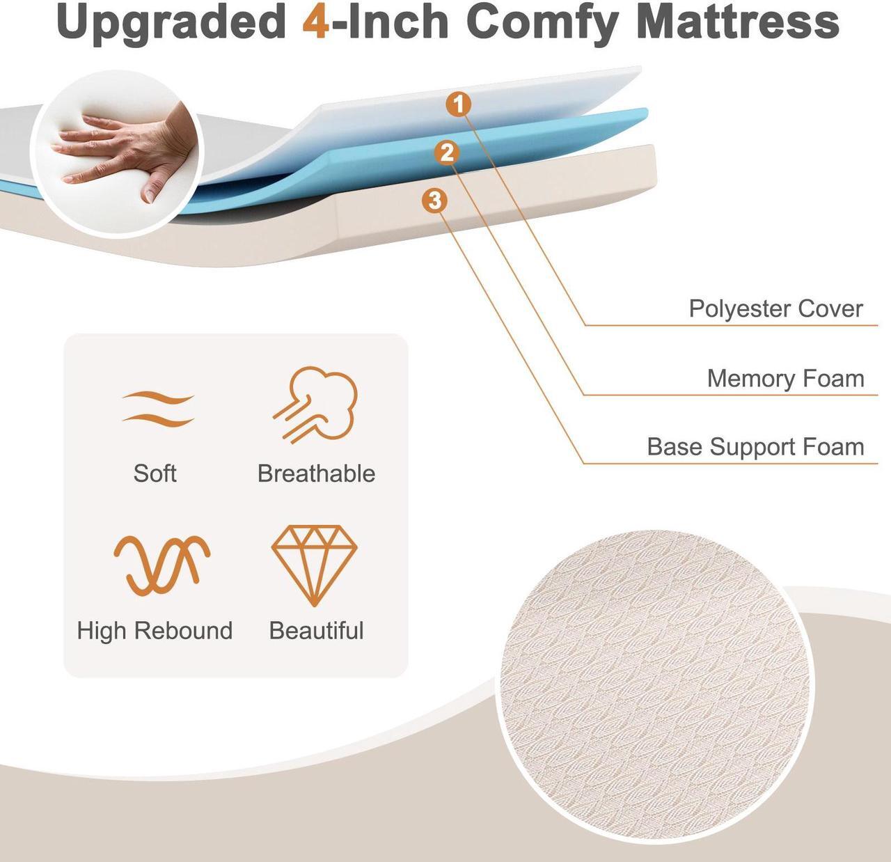 Alt view image 5 of 7 - SlickBlue Rollaway Folding Bed with Memory Foam Mattress