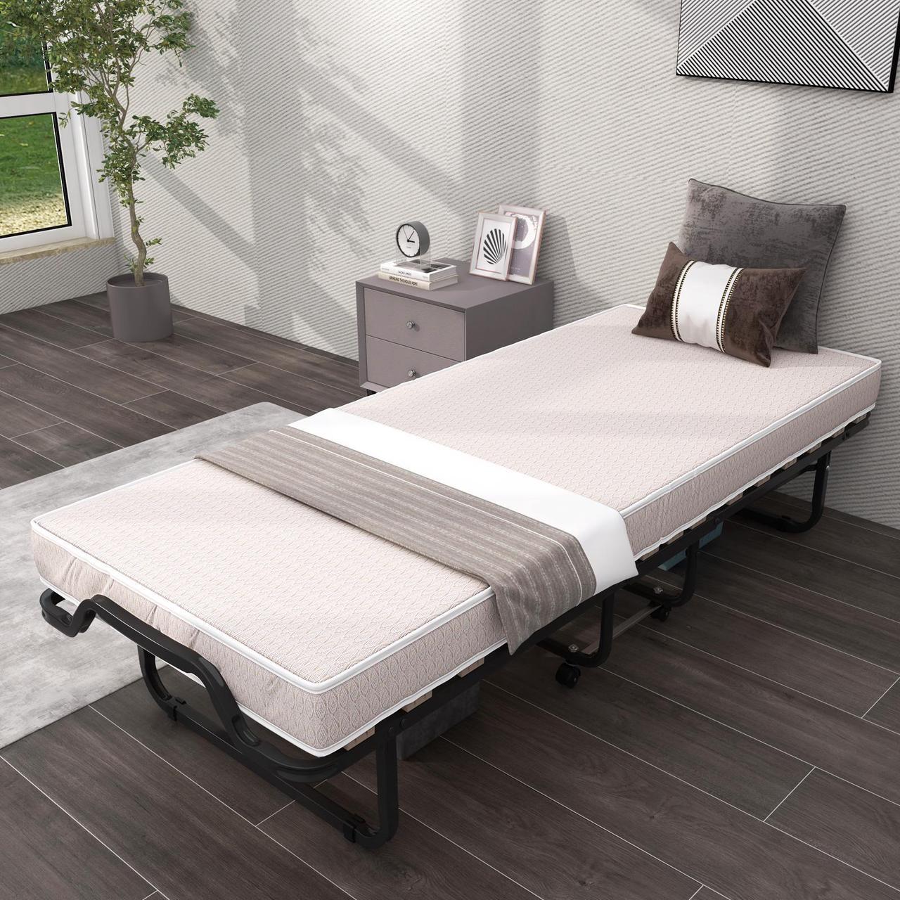 Alt view image 2 of 7 - SlickBlue Rollaway Folding Bed with Memory Foam Mattress