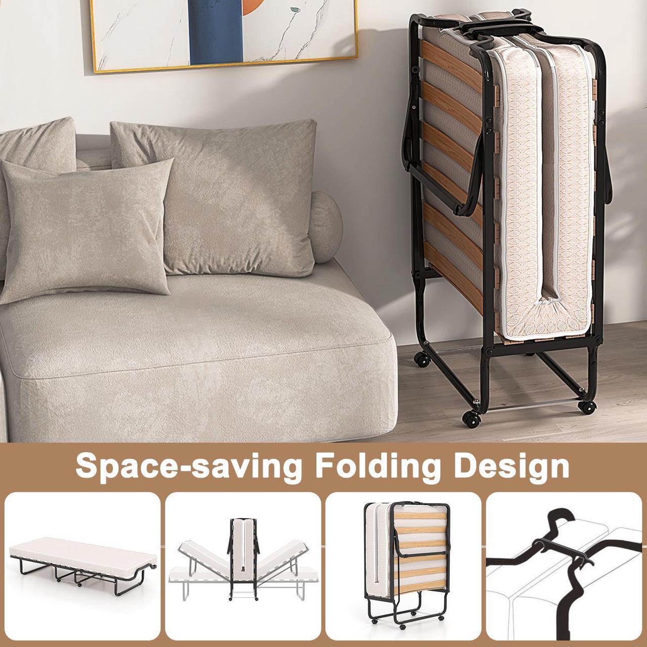 Alt view image 6 of 7 - SlickBlue Rollaway Folding Bed with Memory Foam Mattress