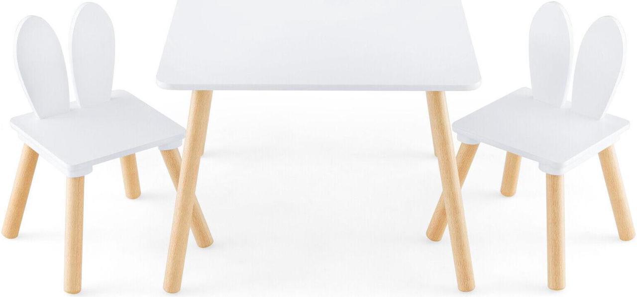 Main image of SlickBlue 3 Pieces Kids Table and Chairs Set for Arts Crafts Snack Time-White
