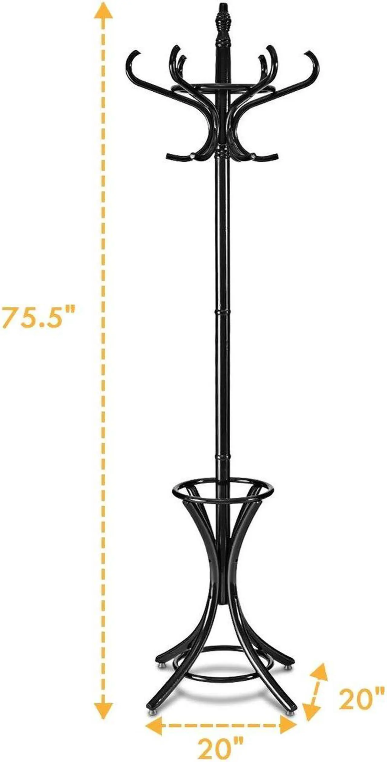 Alt view image 3 of 7 - SlickBlue Wood Standing Hat Coat Rack with Umbrella Stand