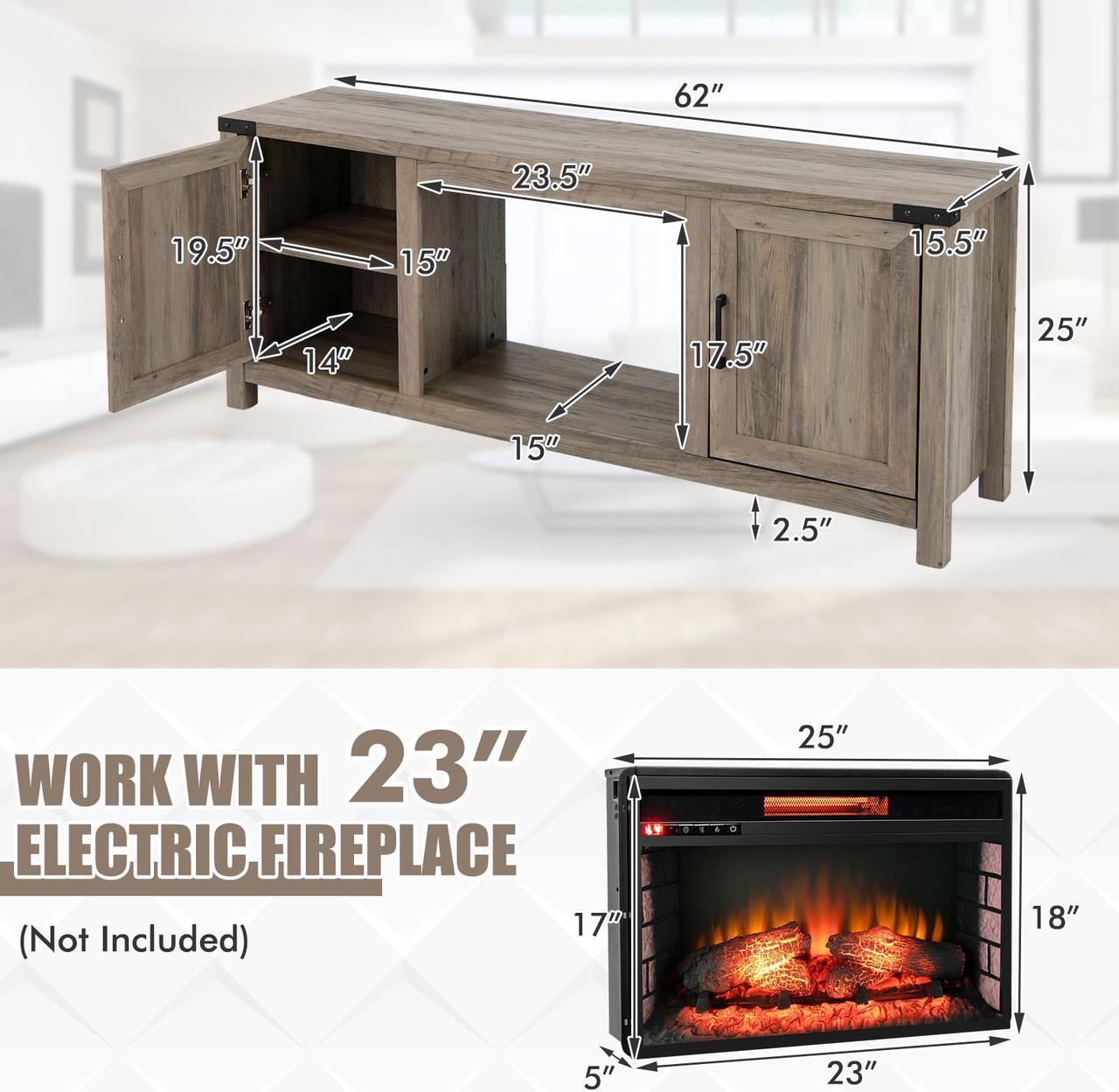 Alt view image 5 of 7 - SlickBlue Electric Fireplace TV Stand with Storage Cabinets for TVs up to 70 Inch-Natural