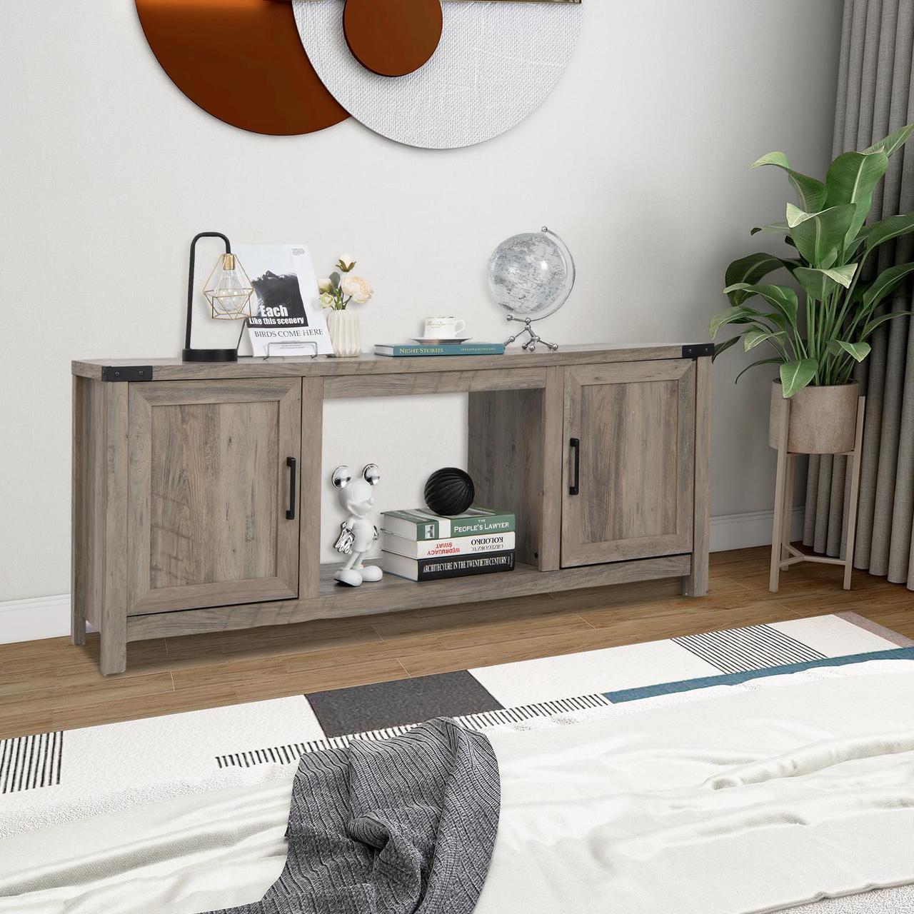 Alt view image 3 of 7 - SlickBlue Electric Fireplace TV Stand with Storage Cabinets for TVs up to 70 Inch-Natural