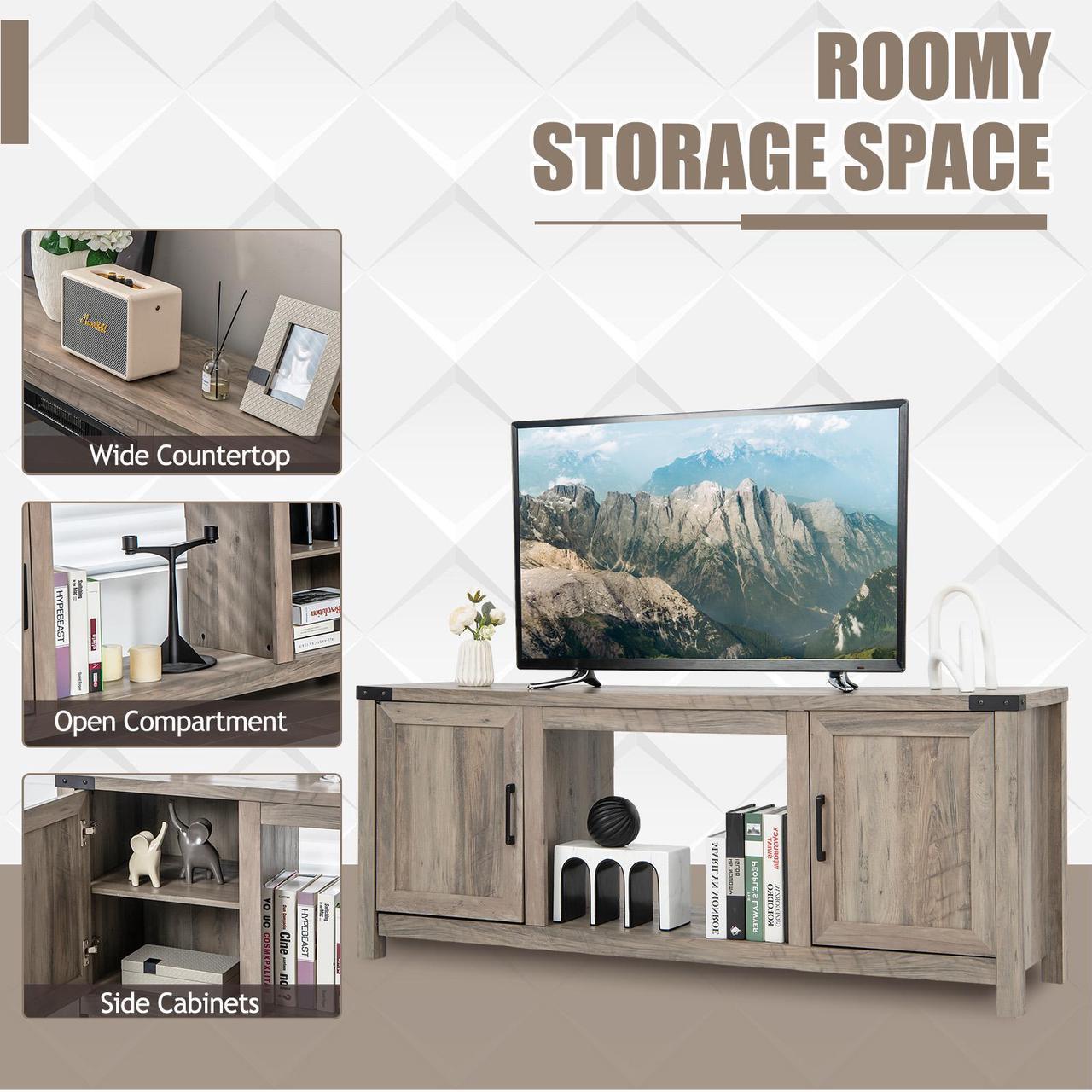 Alt view image 7 of 7 - SlickBlue Electric Fireplace TV Stand with Storage Cabinets for TVs up to 70 Inch-Natural