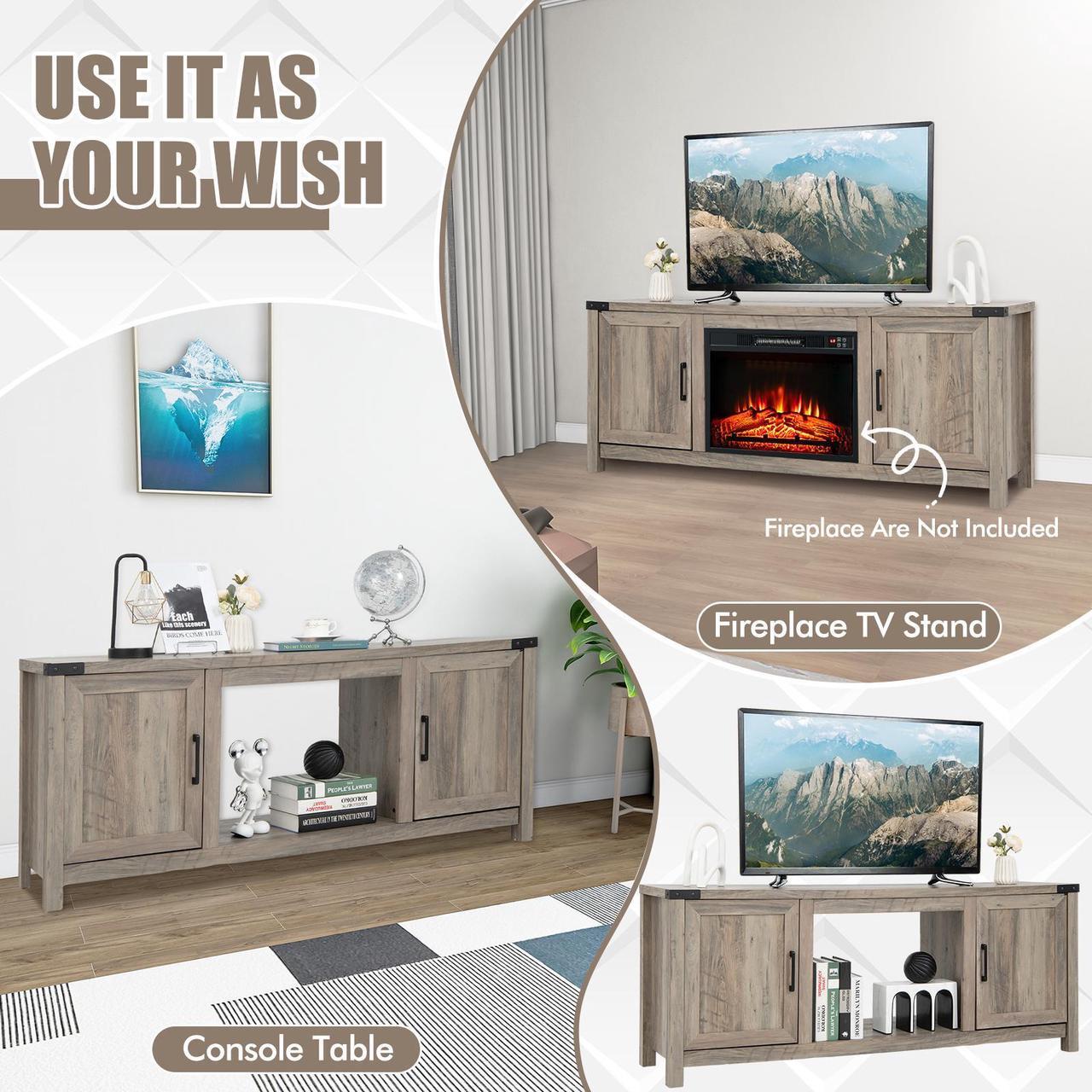 Alt view image 6 of 7 - SlickBlue Electric Fireplace TV Stand with Storage Cabinets for TVs up to 70 Inch-Natural