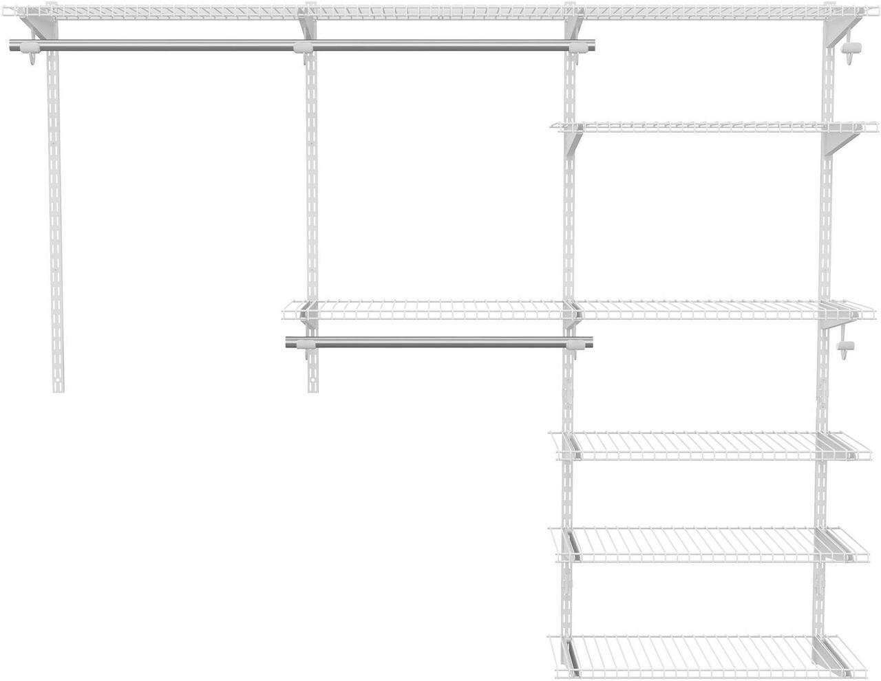 Alt view image 2 of 7 - SlickBlue Adjustable Closet Organizer Kit with Shelves and Hanging Rods for 4 to 6 Feet