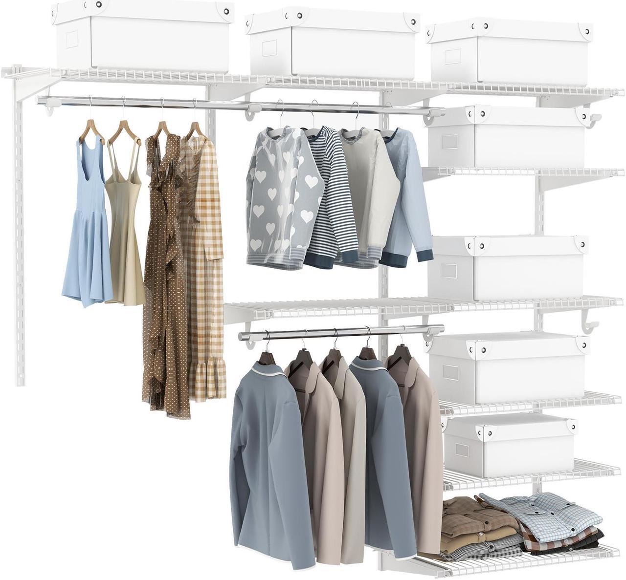 Alt view image 6 of 7 - SlickBlue Adjustable Closet Organizer Kit with Shelves and Hanging Rods for 4 to 6 Feet
