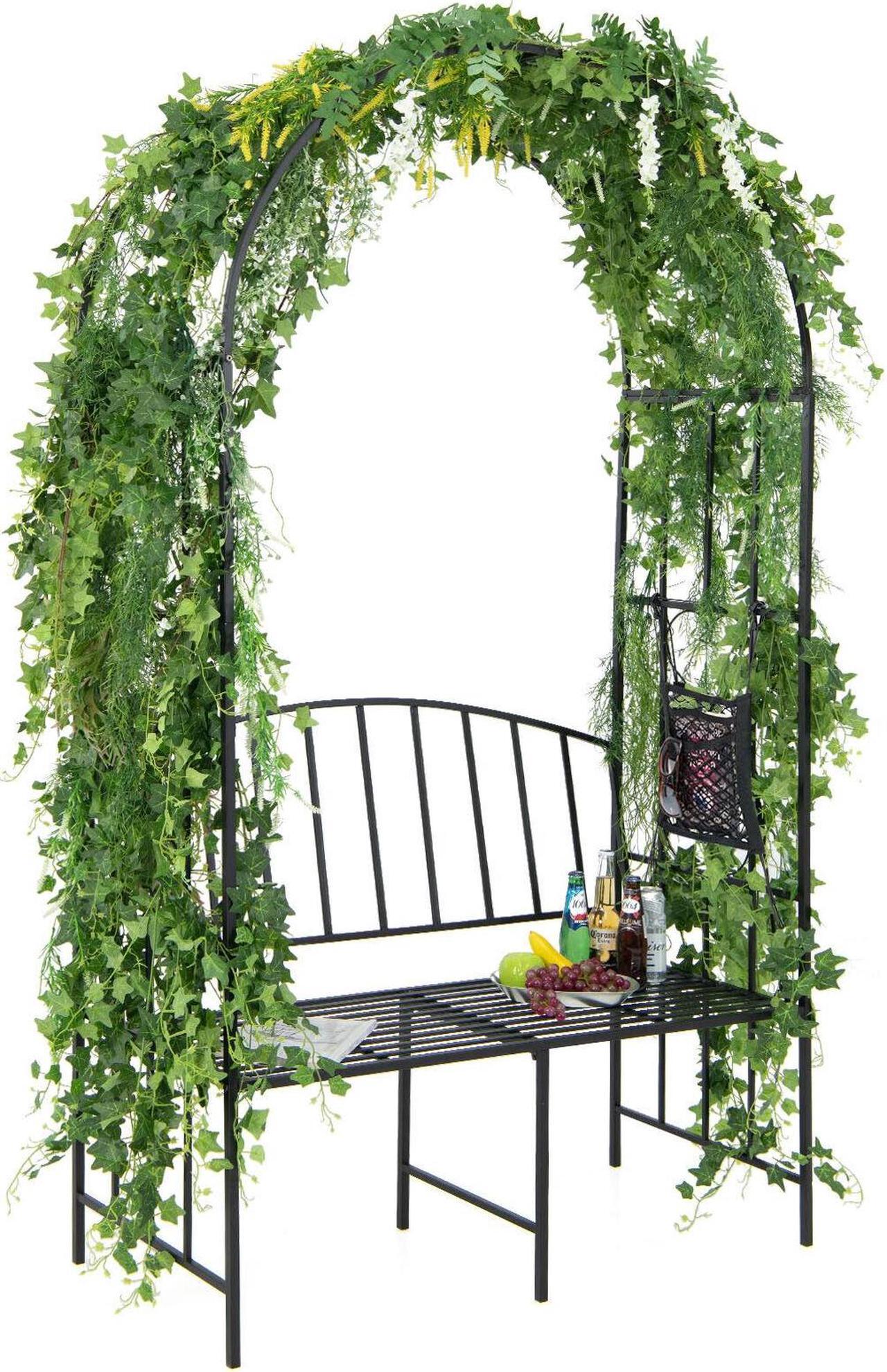 Alt view image 2 of 7 - SlickBlue Steel Garden Arch with 2-Seat Bench