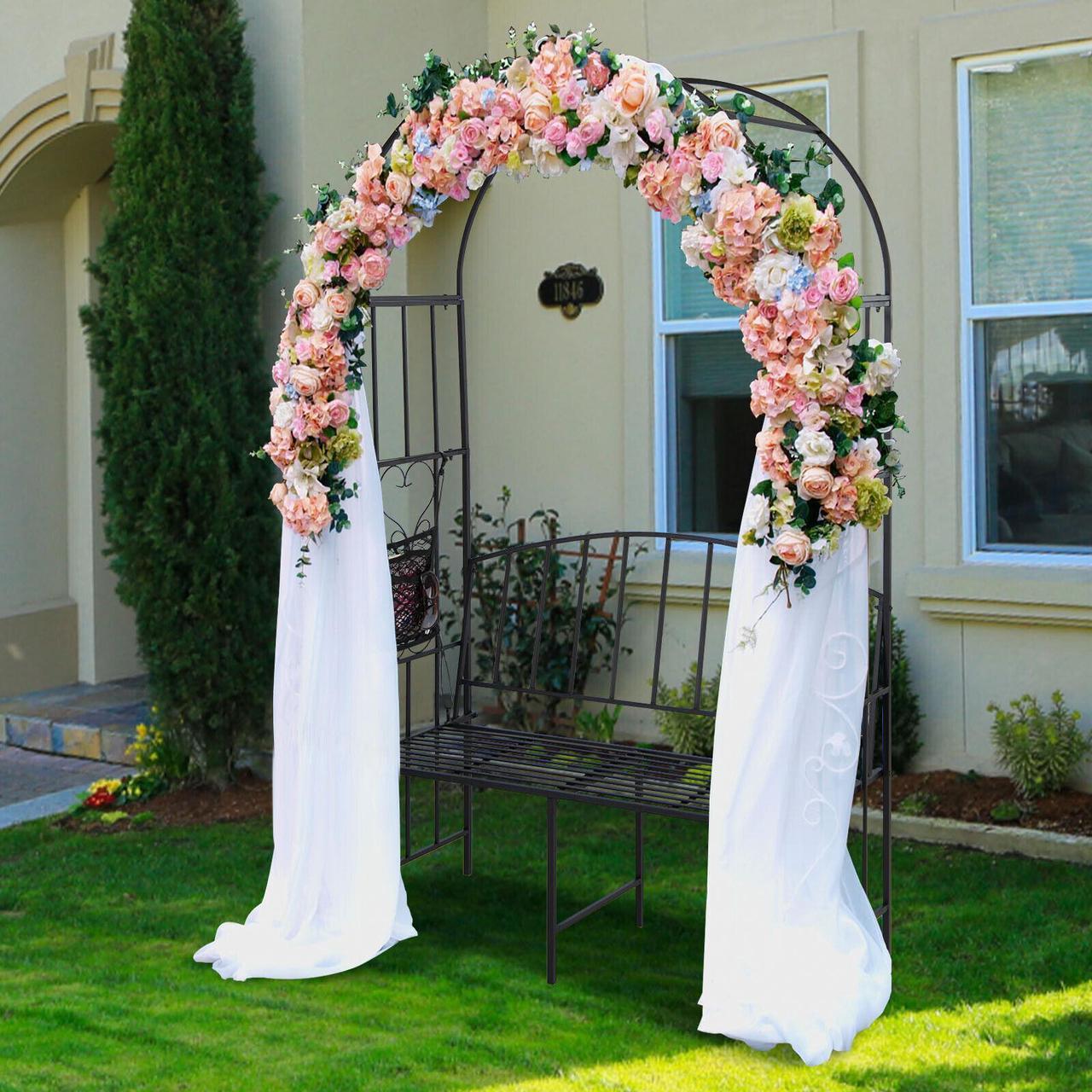 Alt view image 3 of 7 - SlickBlue Steel Garden Arch with 2-Seat Bench