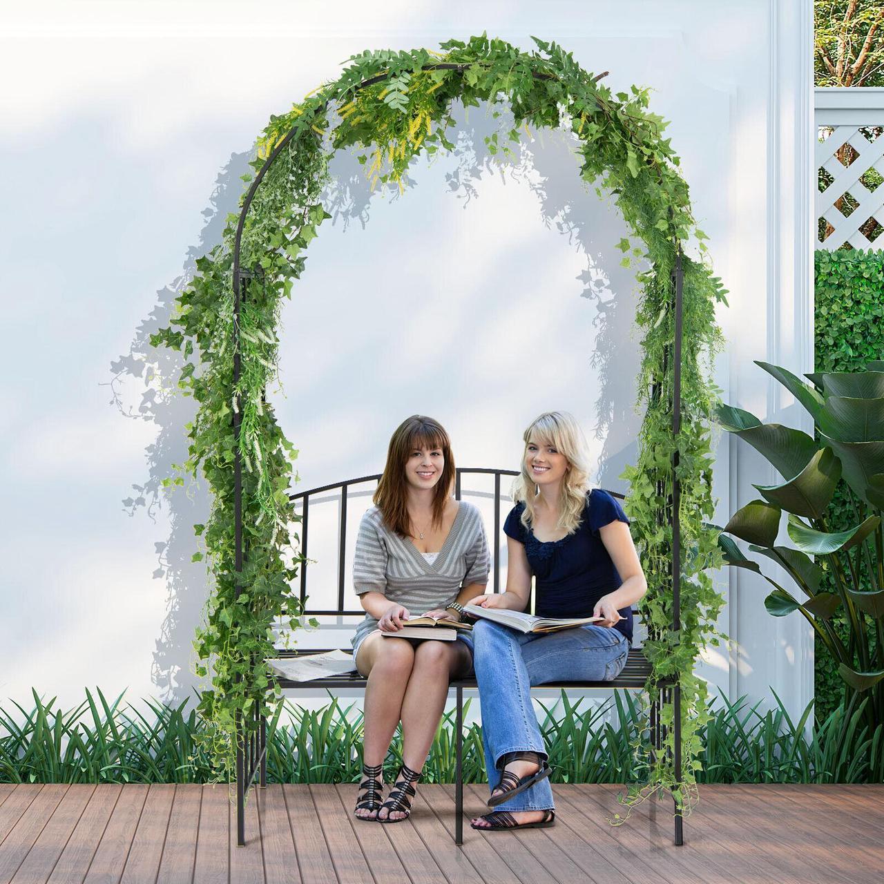 Alt view image 4 of 7 - SlickBlue Steel Garden Arch with 2-Seat Bench