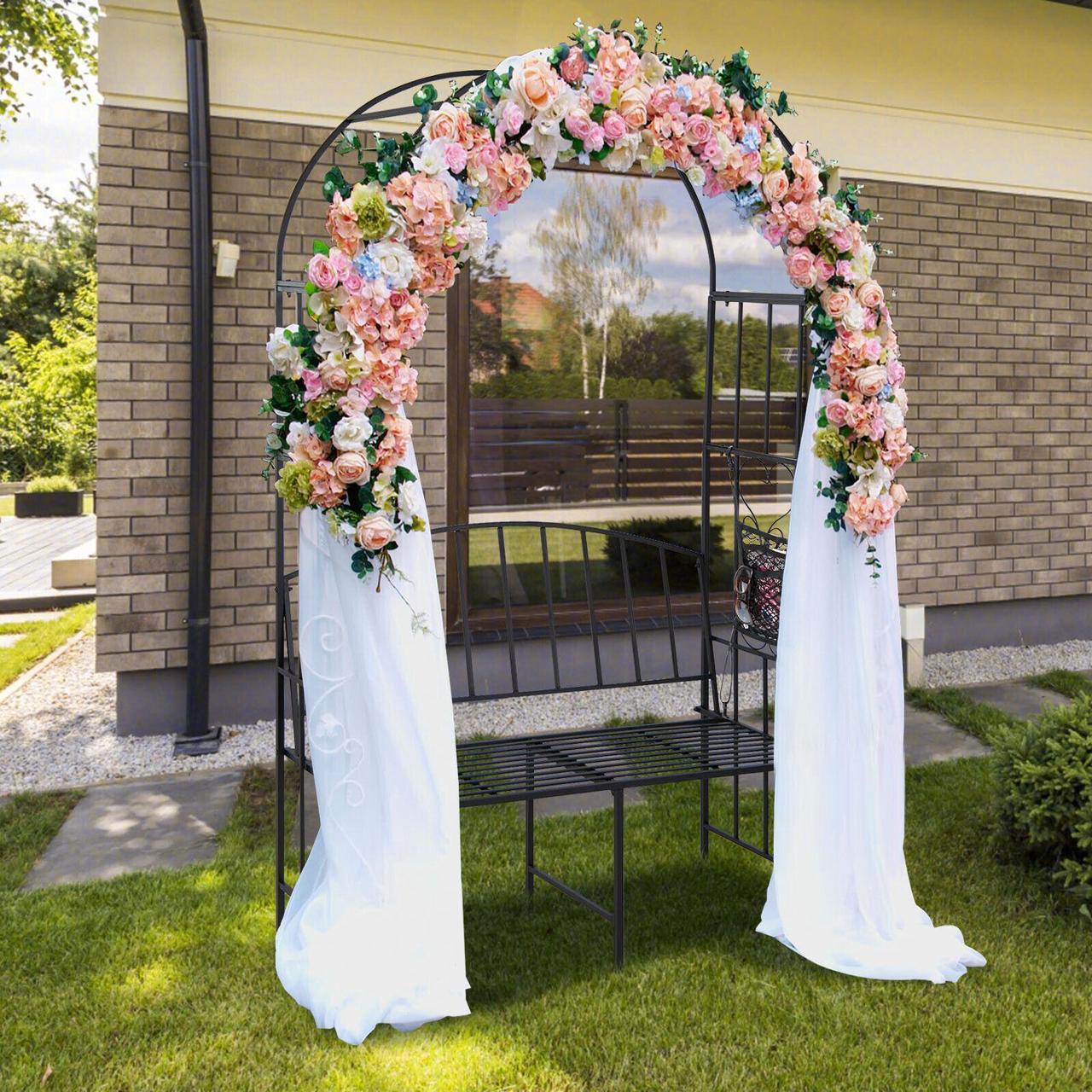Alt view image 6 of 7 - SlickBlue Steel Garden Arch with 2-Seat Bench
