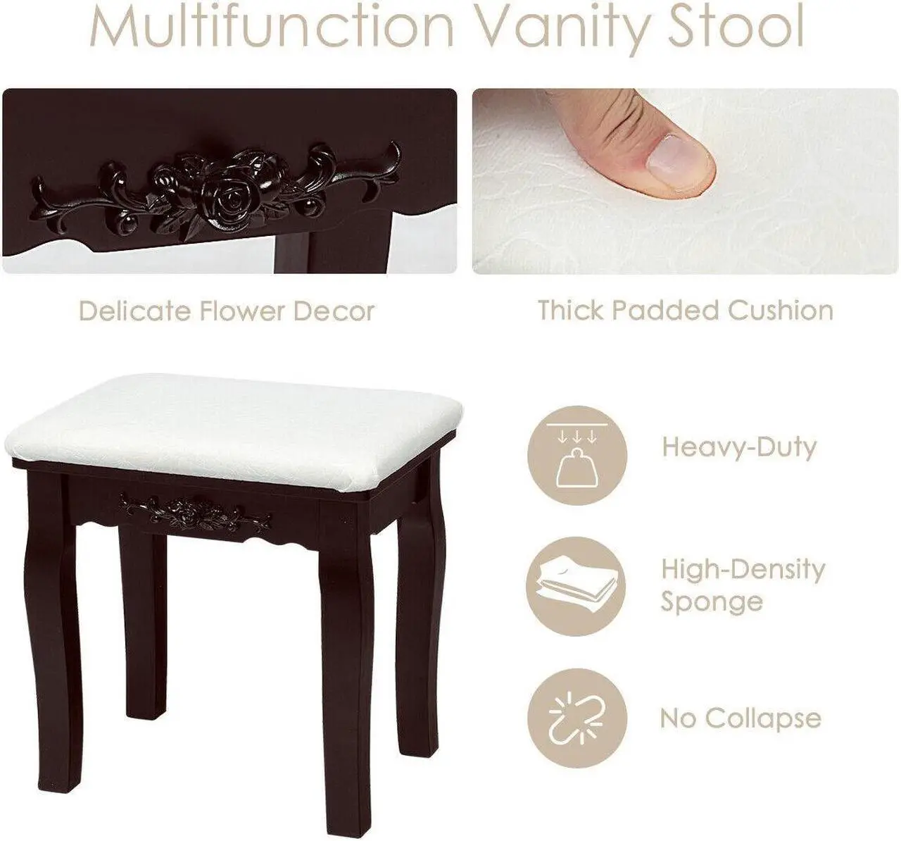 Alt view image 5 of 7 - SlickBlue 10 Dimmable Lights Vanity Table Set with Lighted Mirror and Cushioned Stool