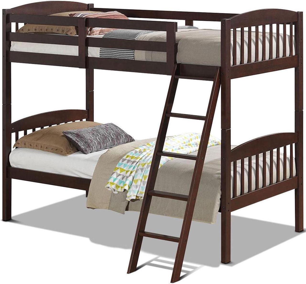 Alt view image 6 of 7 - SlickBlue Hardwood Twin Bunk Beds with Individual Kid Bed Ladder
