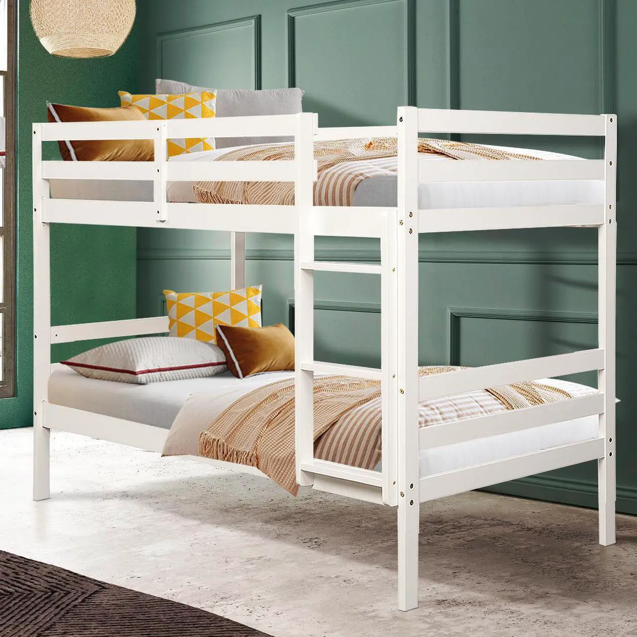 Alt view image 2 of 7 - SlickBlue Bunk Bed Children Wooden Bunk Beds Solid Hardwood