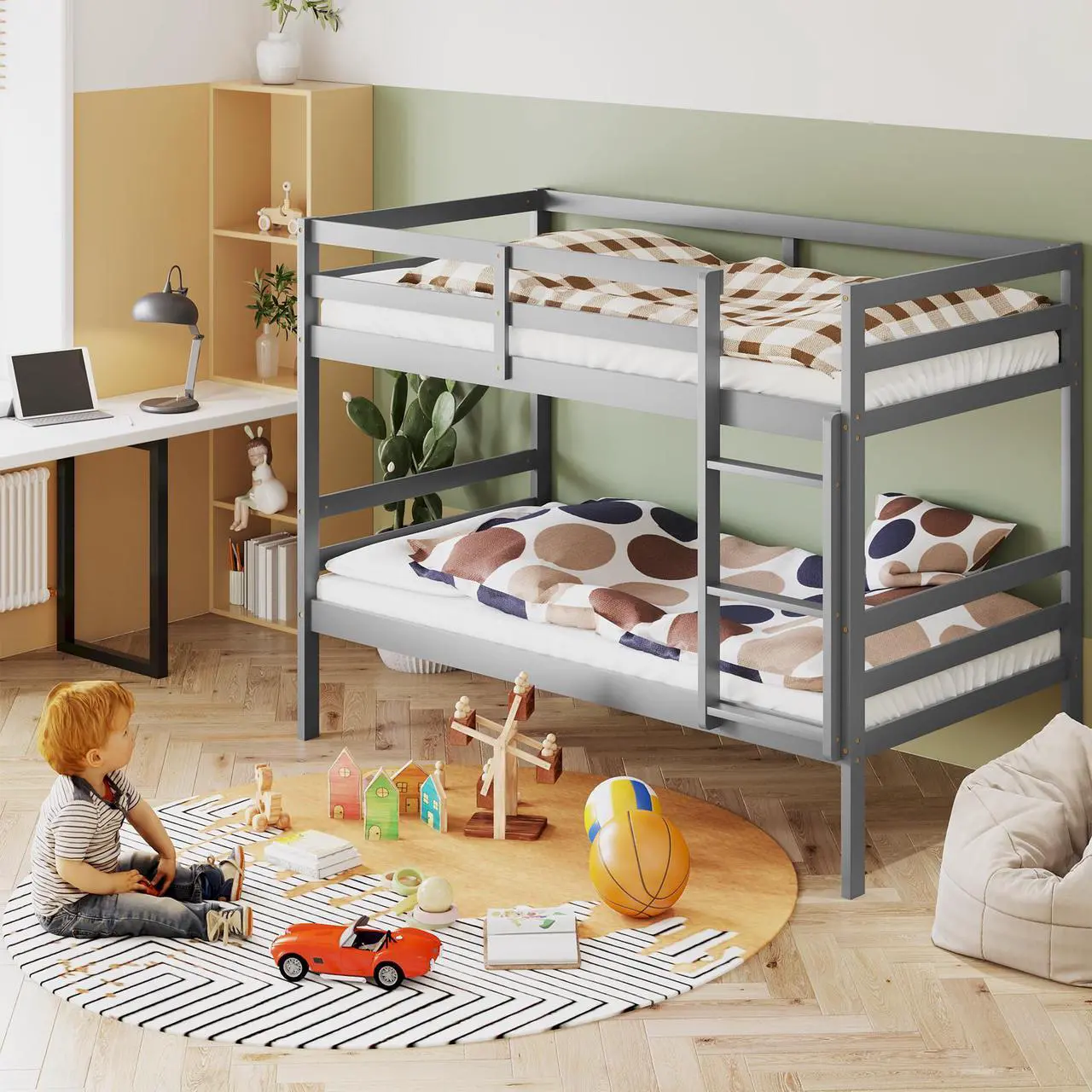 Alt view image 3 of 7 - SlickBlue Bunk Bed Children Wooden Bunk Beds Solid Hardwood