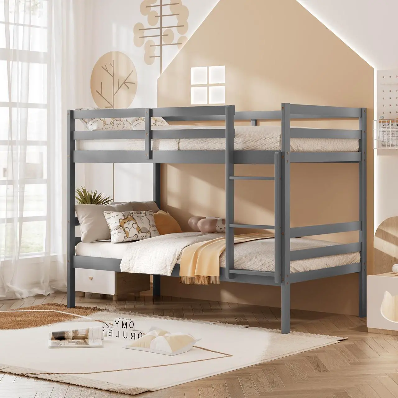 Alt view image 5 of 7 - SlickBlue Bunk Bed Children Wooden Bunk Beds Solid Hardwood