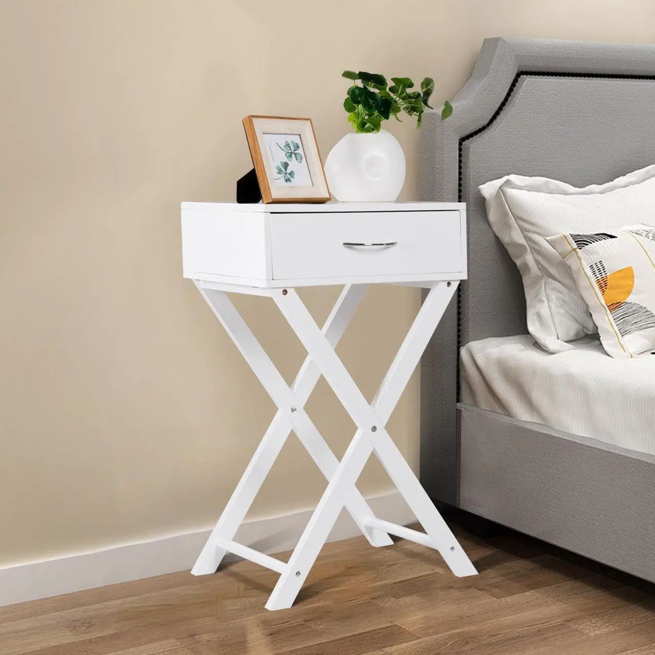 Alt view image 3 of 7 - SlickBlue Design Sofa Side Table with X-Shape Drawer for Living Room Bedroom