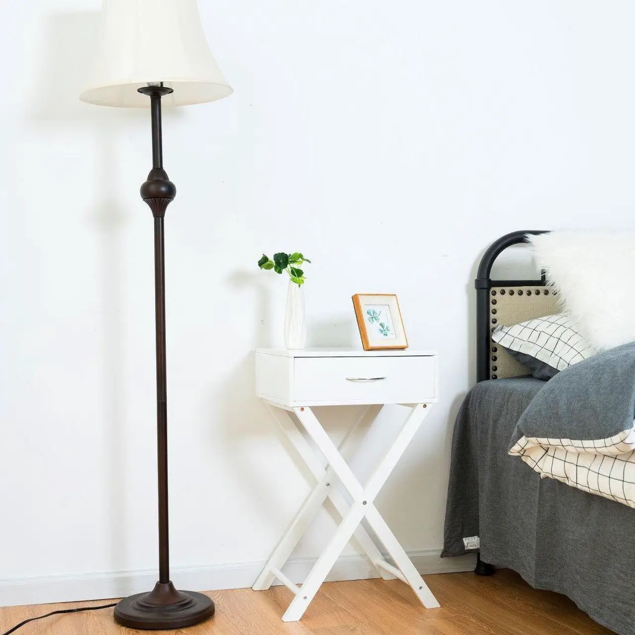 Alt view image 5 of 7 - SlickBlue Design Sofa Side Table with X-Shape Drawer for Living Room Bedroom