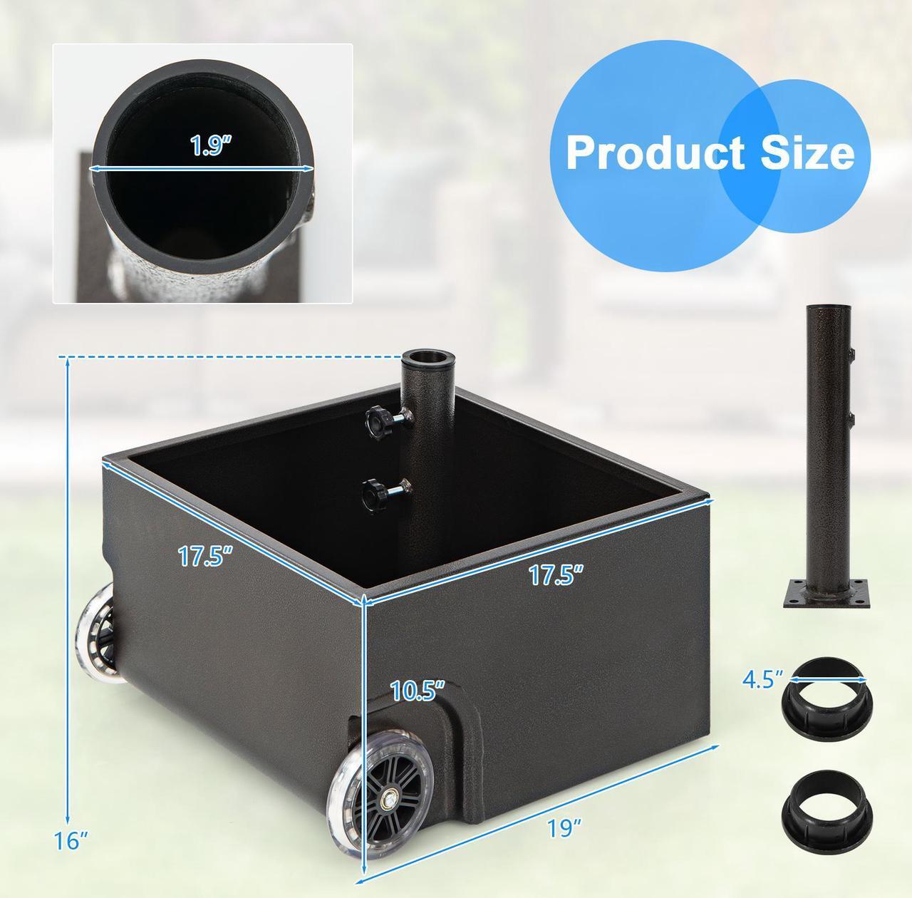 Alt view image 5 of 7 - SlickBlue 150 Pounds Patio Umbrella Base Stand Wheels Planter Outdoor