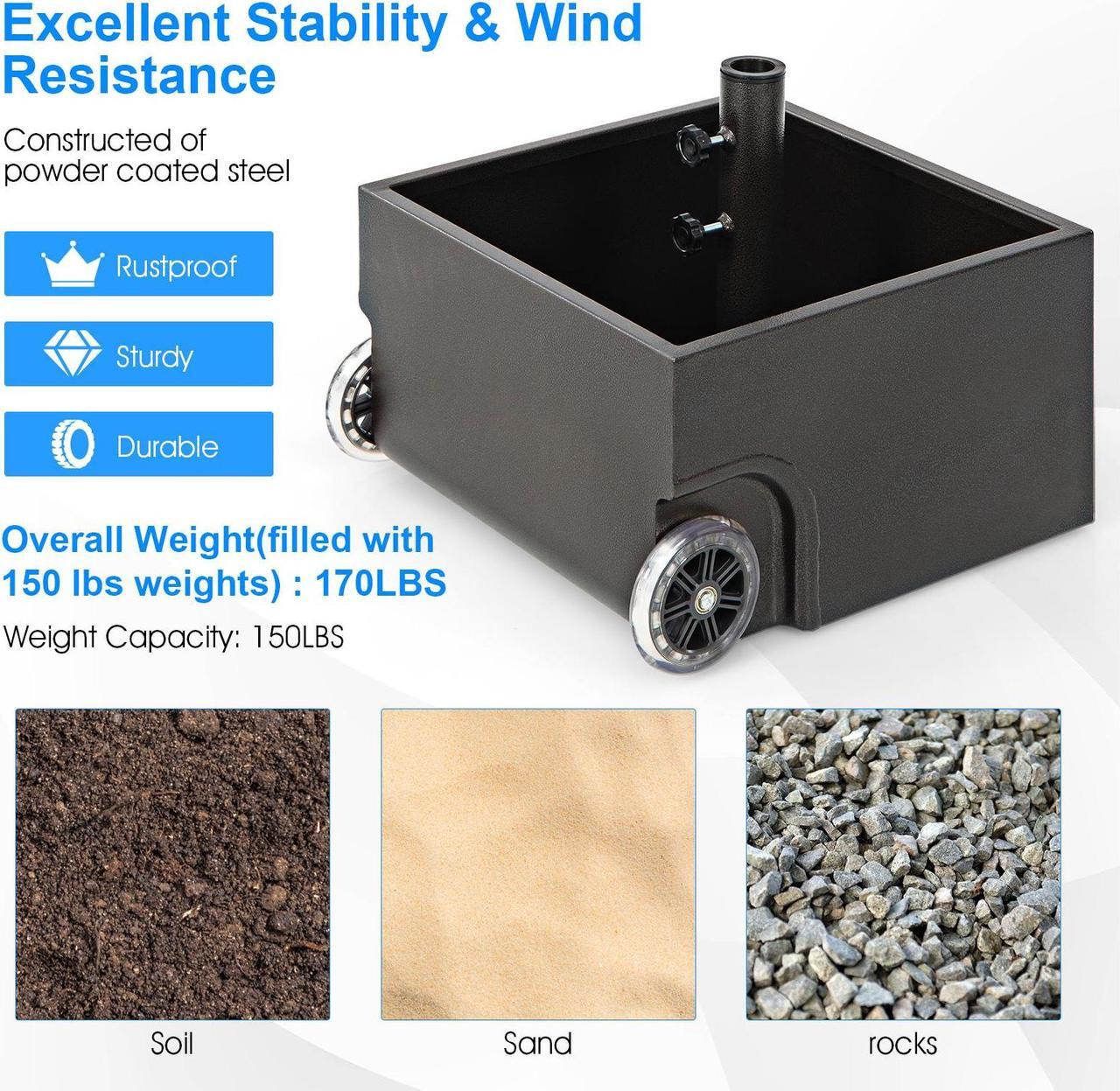 Alt view image 6 of 7 - SlickBlue 150 Pounds Patio Umbrella Base Stand Wheels Planter Outdoor