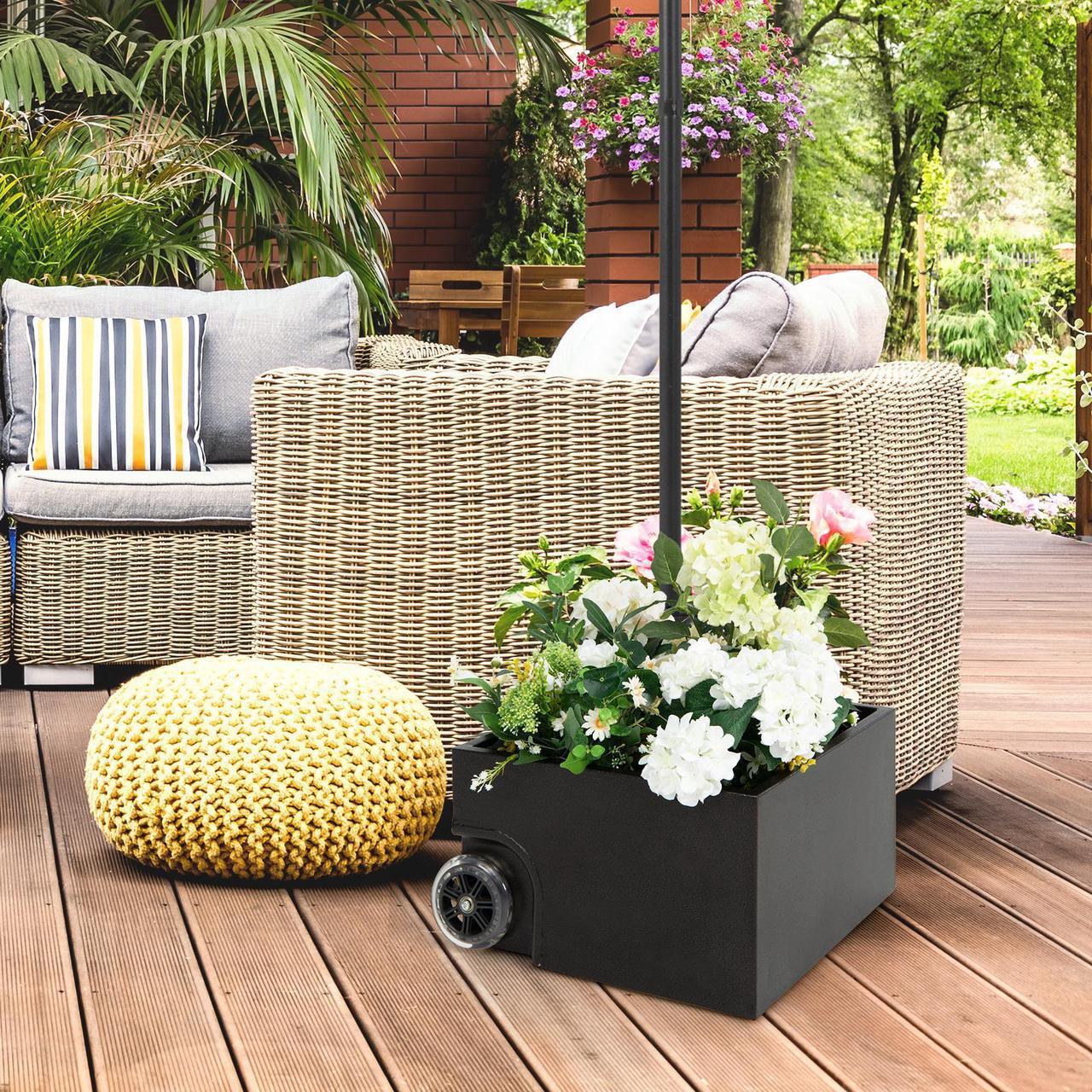 Alt view image 4 of 7 - SlickBlue 150 Pounds Patio Umbrella Base Stand Wheels Planter Outdoor