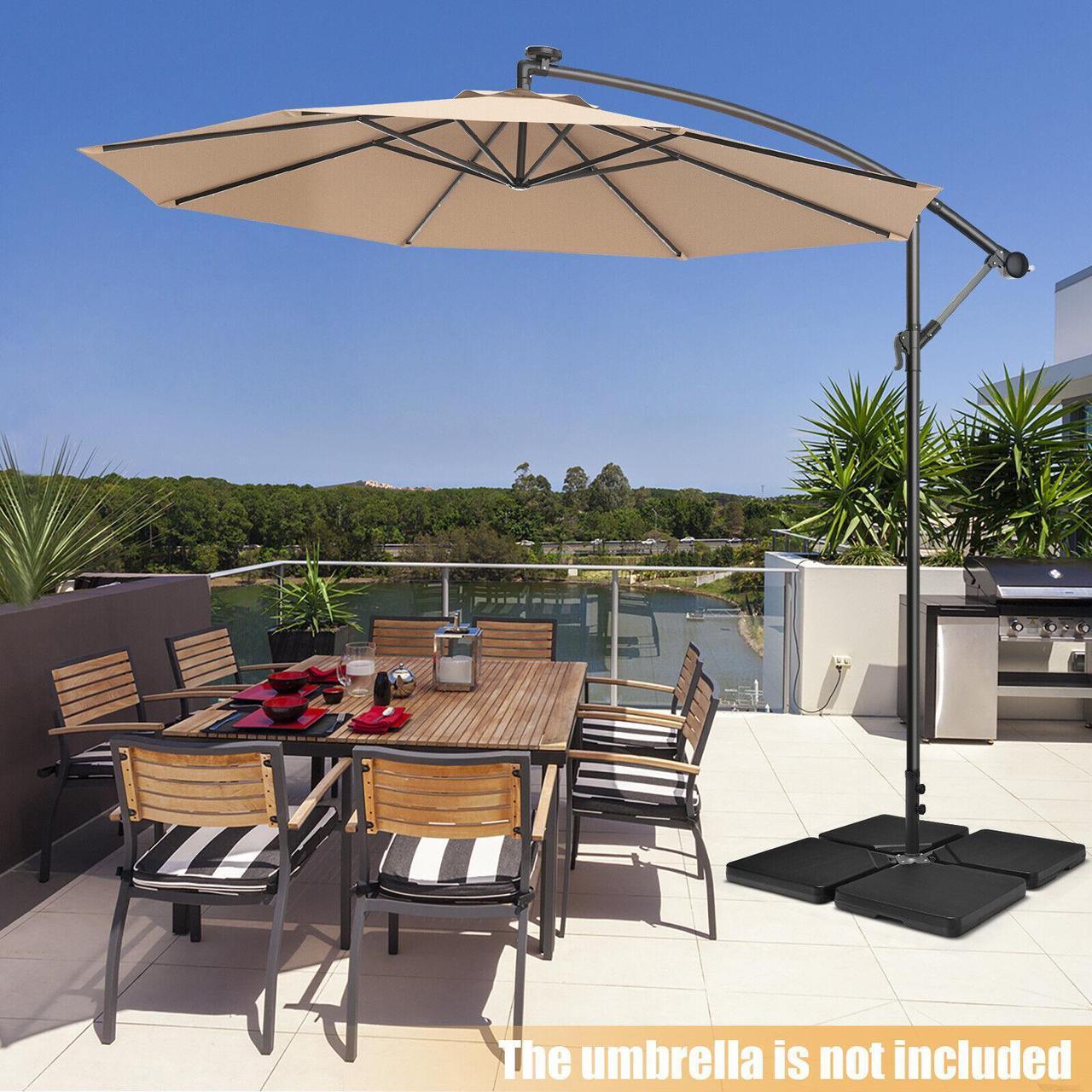 Alt view image 3 of 7 - SlickBlue 4 Pieces 13L Cantilever Offset Patio Umbrella Base with Easy-Fill Spouts
