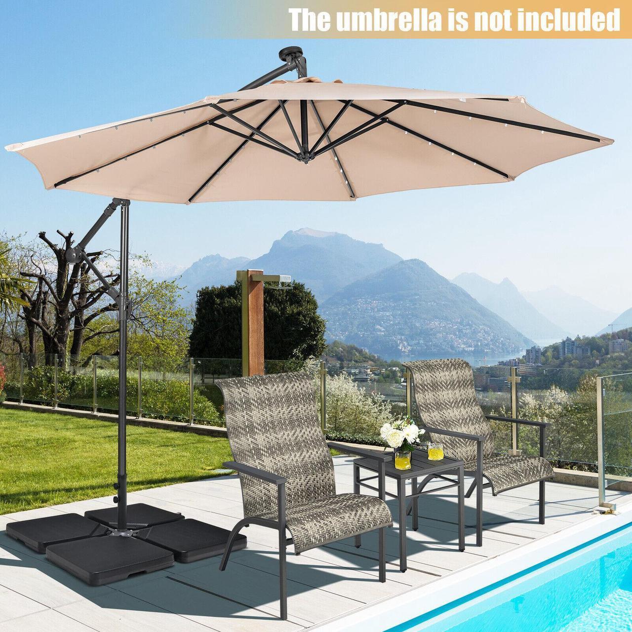 Alt view image 4 of 7 - SlickBlue 4 Pieces 13L Cantilever Offset Patio Umbrella Base with Easy-Fill Spouts