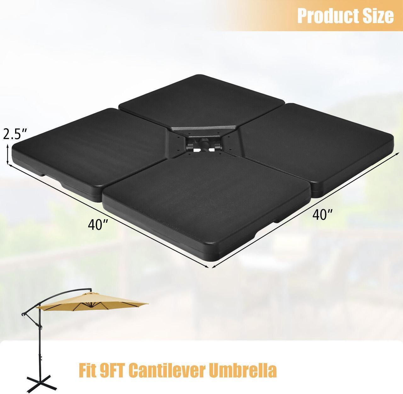 Alt view image 5 of 7 - SlickBlue 4 Pieces 13L Cantilever Offset Patio Umbrella Base with Easy-Fill Spouts