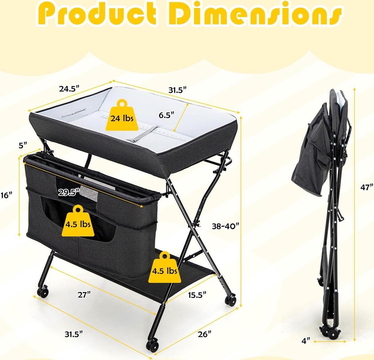 Alt view image 2 of 7 - SlickBlue Portable Adjustable Height Newborn Nursery Organizer with Wheel