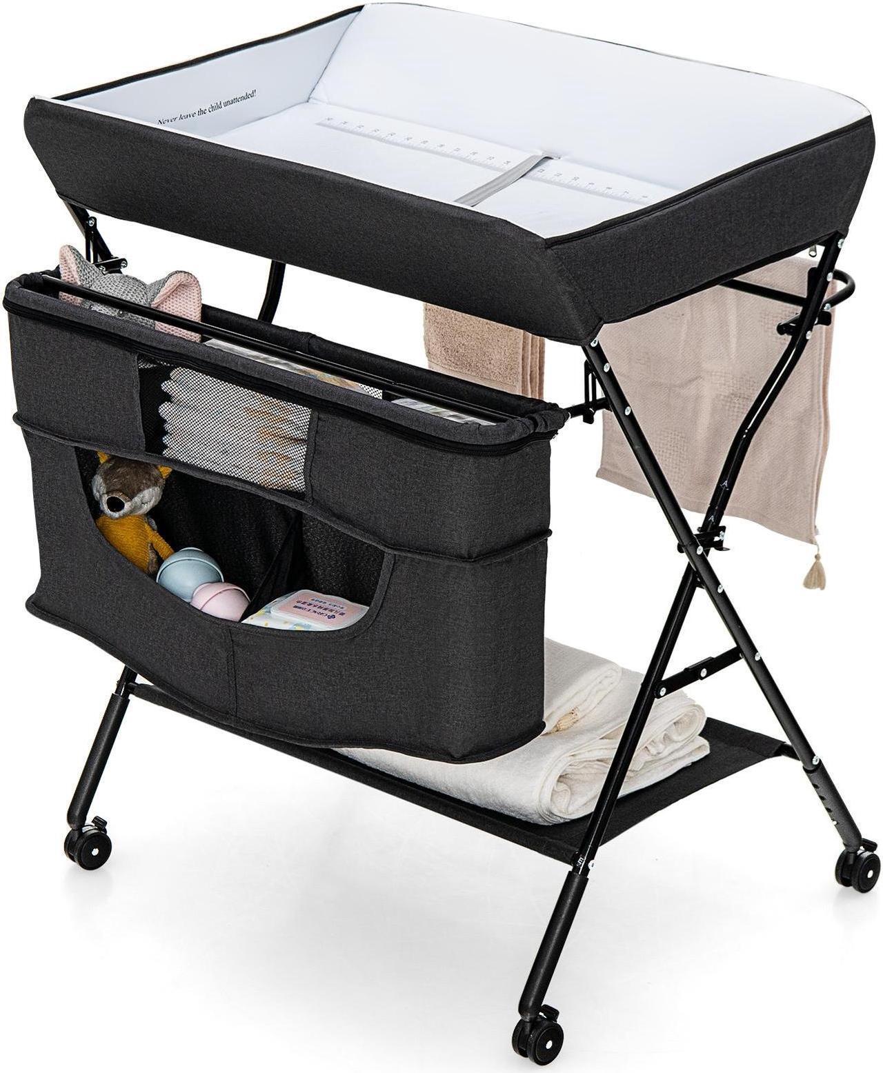 Alt view image 7 of 7 - SlickBlue Portable Adjustable Height Newborn Nursery Organizer with Wheel