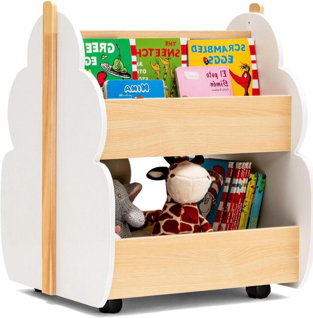 Main image of SlickBlue Kids Wooden Bookshelf with Universal Wheels